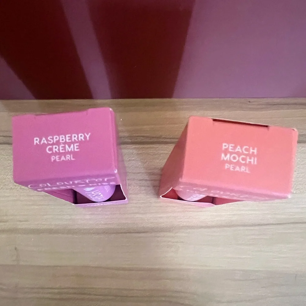 ColourPop Fresh Kiss Glossy Lip Balm Set - Raspberry Creme and Peach Mochi NIB - Picture 2 of 2